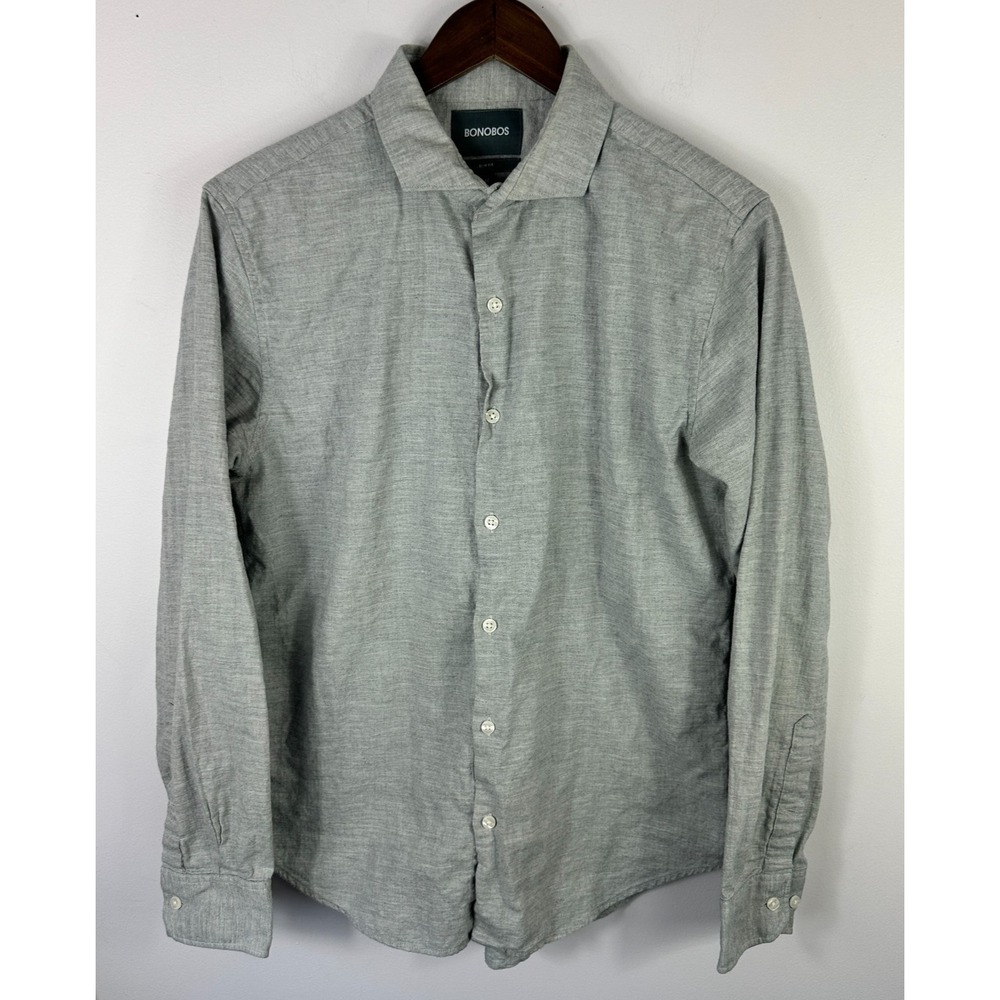 BONOBOS Slim Fit Button Up Shirt Mens Medium Gray Long Sleeve‎ Cotton Capsule